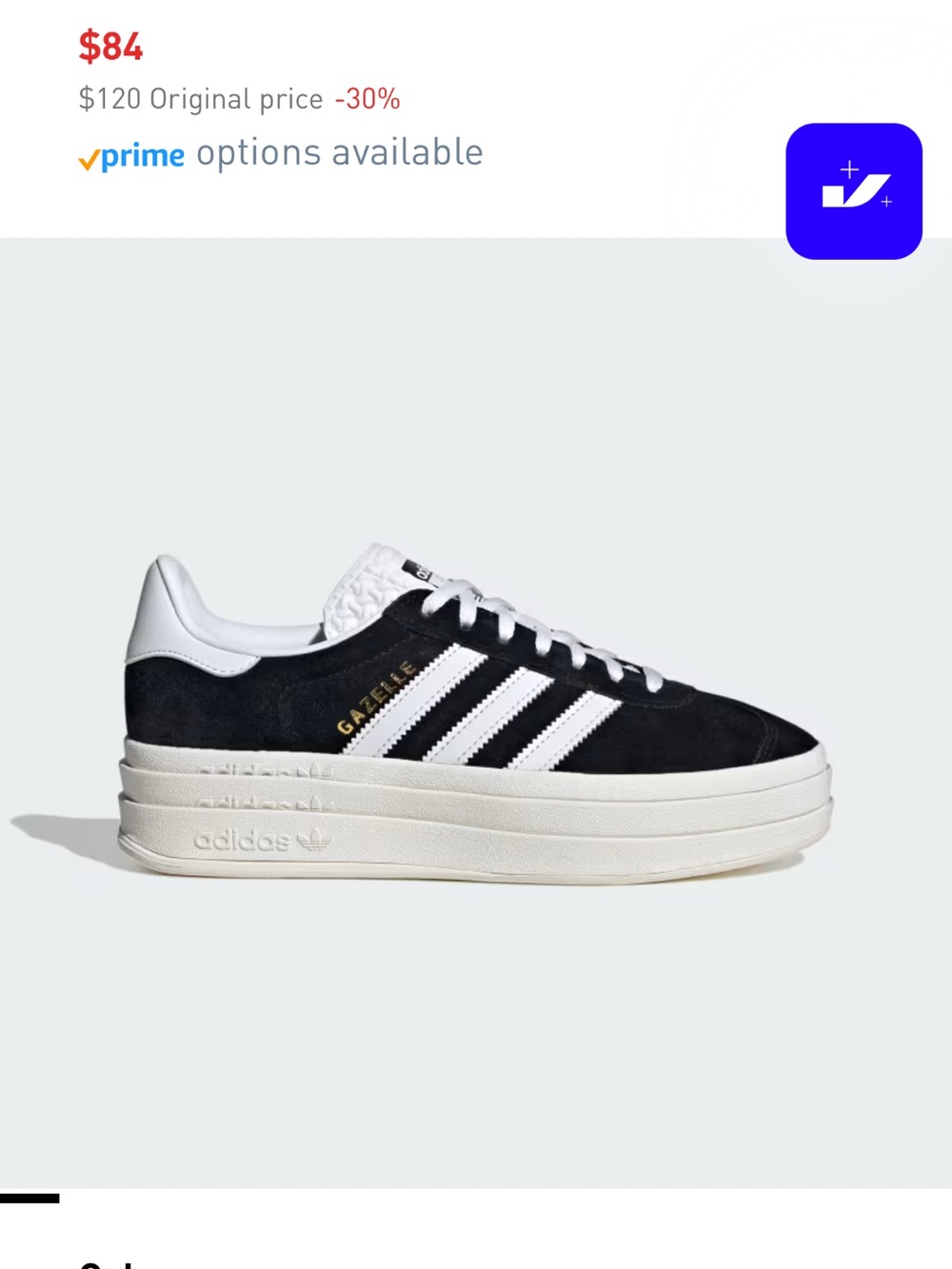adidas Gazelle Platform Sneaker — Black & White